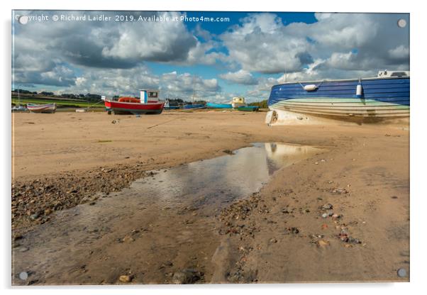 Boats Moored in Alnmouth Harbour at Low Tide Acrylic by Richard Laidler
