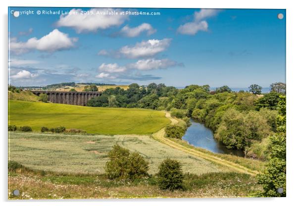 The River Aln and Alnmouth Railway Viaduct Acrylic by Richard Laidler