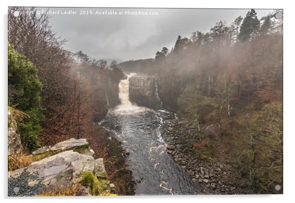 Fog lifting at High Force Waterfall, Teesdale Acrylic by Richard Laidler
