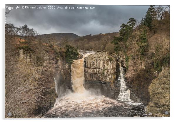 High Force Waterfall, Teesdale, In Spate Acrylic by Richard Laidler