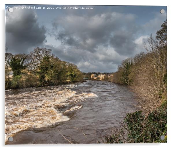 The River Tees in Flood at Barnard Castle Teesdale Acrylic by Richard Laidler