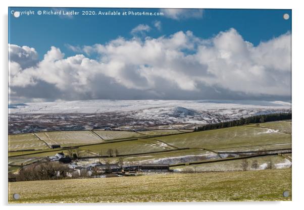 Over to Cronkley from Scar End, Teesdale in Snow Acrylic by Richard Laidler