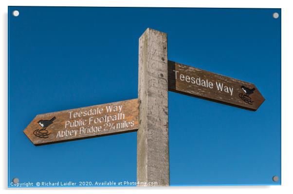 Teesdale Way Signpost Acrylic by Richard Laidler
