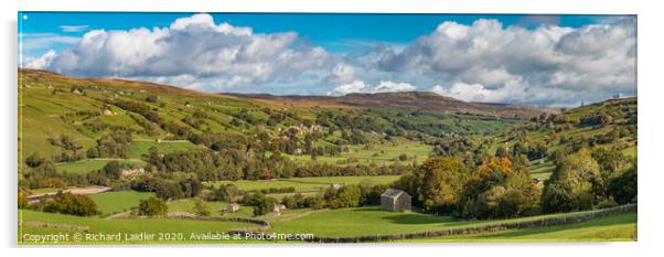 Swaledale Autumn Panorama, Low Row from Crackpot Acrylic by Richard Laidler