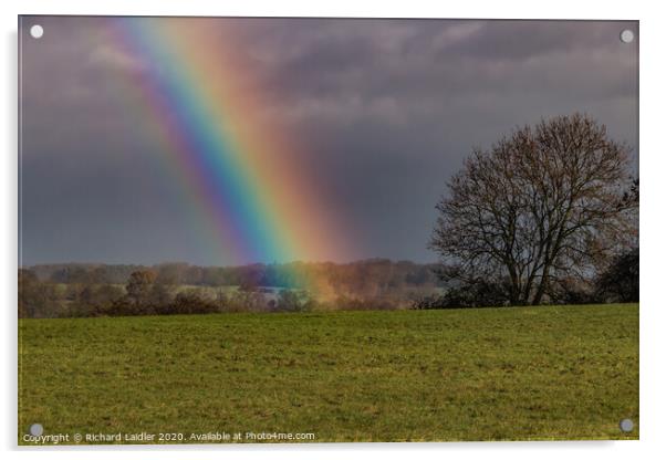 Double Rainbows End at Whorlton Acrylic by Richard Laidler