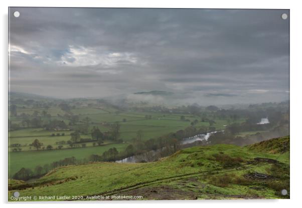 Fog Clearing over Middleton in Teesdale Acrylic by Richard Laidler