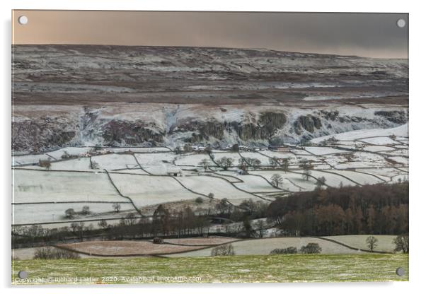 A Dusting of Snow on Holwick Upper Teesdale Acrylic by Richard Laidler
