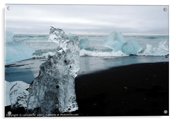 Blocks of glacial ice washed ashore in Iceland Acrylic by Lensw0rld 