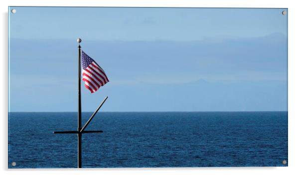 Coastal view with American flag Acrylic by Lensw0rld 