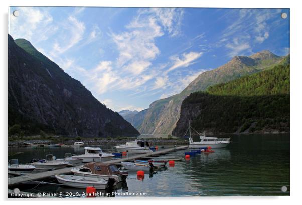 Fjord with boats in Norway Acrylic by Lensw0rld 