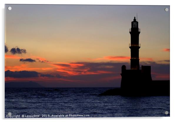 Gorgeous sunset at the port of Chania, Crete Acrylic by Lensw0rld 