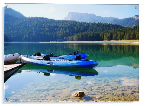 Gorgeous lake and mountain range in Montenegro Acrylic by Lensw0rld 