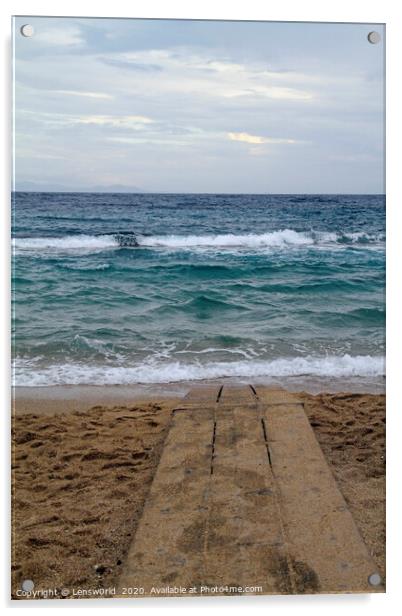 Wooden footpath leading to the ocean Acrylic by Lensw0rld 