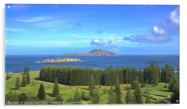 Nepean and Phillip Islands, Norfolk Island Acrylic by Paul W. Kerr