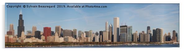 Chicago skyline, panorama 4:1 Acrylic by Sylvain Beauregard