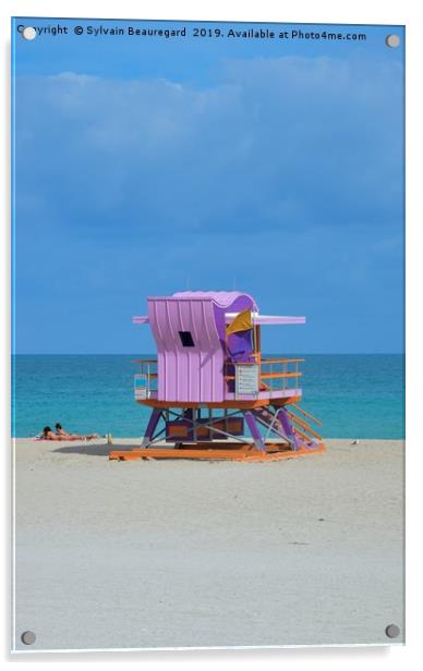 Lifeguard in Miami Beach, vertical Acrylic by Sylvain Beauregard