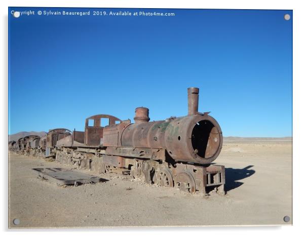 Rusty old train Acrylic by Sylvain Beauregard