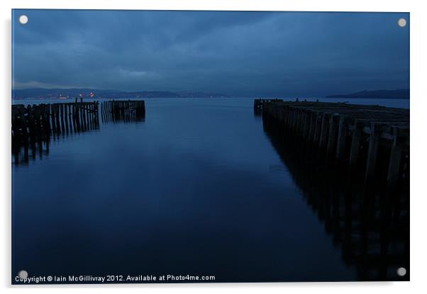 Craigendoran Piers at Dusk Acrylic by Iain McGillivray