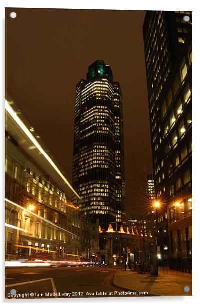 Tower 42 at Night Acrylic by Iain McGillivray