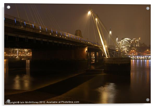 Golden Jubilee Bridge at Night Acrylic by Iain McGillivray