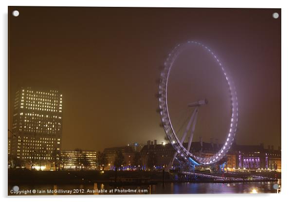 London Eye at Night Acrylic by Iain McGillivray