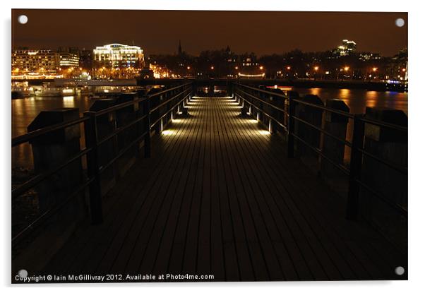 Pier on The Thames at Night Acrylic by Iain McGillivray