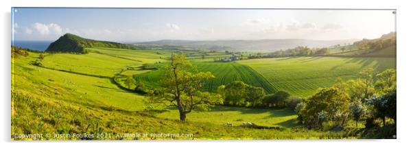 Panoramic view from Peak Hill, near Sidmouth, Devo Acrylic by Justin Foulkes