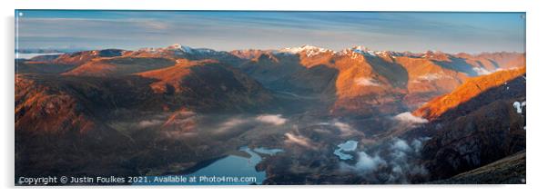 Kintail mountains panorama, Scotland Acrylic by Justin Foulkes