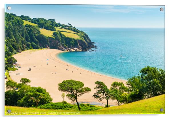 Blackpool Sands, South Hams, South Devon Acrylic by Justin Foulkes