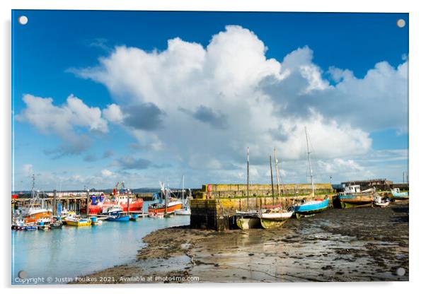 Newlyn Harbour, Cornwall Acrylic by Justin Foulkes