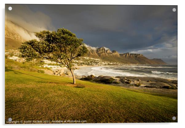 Stormy skies over Camps Bay, Cape Town Acrylic by Justin Foulkes