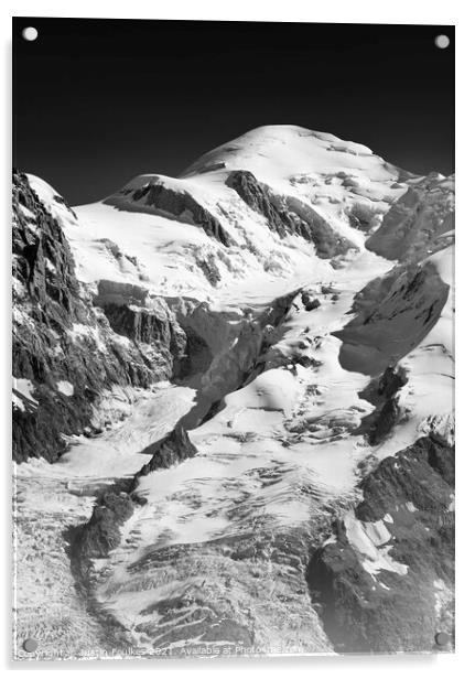 Mont Blanc and the Glacier Des Bossons Acrylic by Justin Foulkes