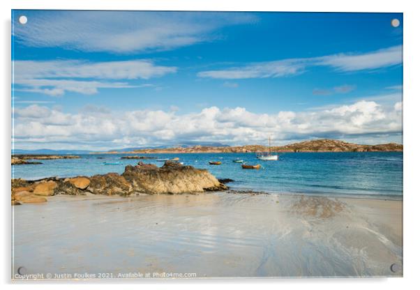 Looking East from the Isle of Iona Acrylic by Justin Foulkes
