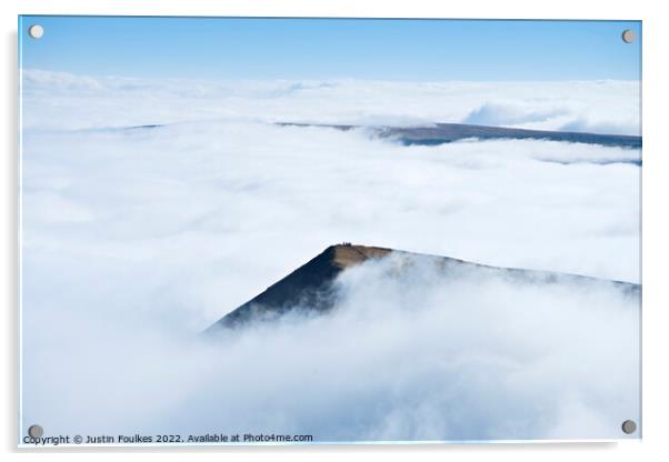 Cribyn, rising above a sea of cloud, Brecon Beacon Acrylic by Justin Foulkes