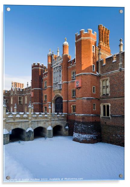 Hampton Court Palace in the snow Acrylic by Justin Foulkes