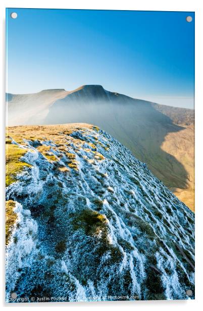 Frosted slopes, Pen Y Fan, Brecon Beacons Acrylic by Justin Foulkes