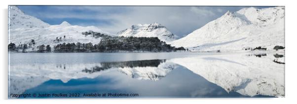 Liathach reflected in Loch Clair, Torridon, Scotland Acrylic by Justin Foulkes