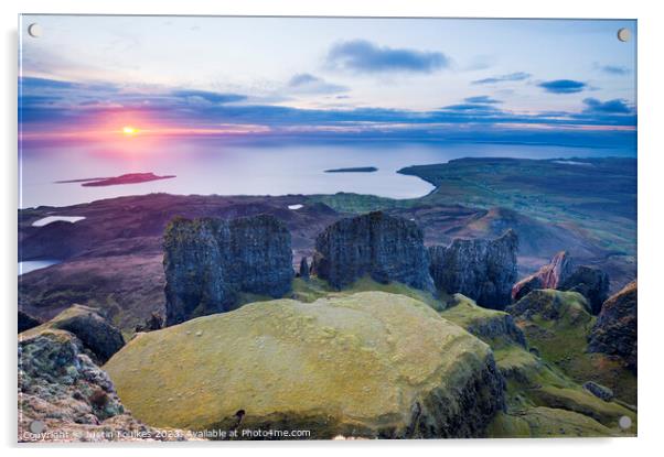 Sunrise over The Table, Quiraing, Isle of Skye Acrylic by Justin Foulkes