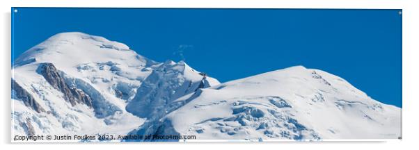 Mont Blanc and Gouter route panorama Acrylic by Justin Foulkes