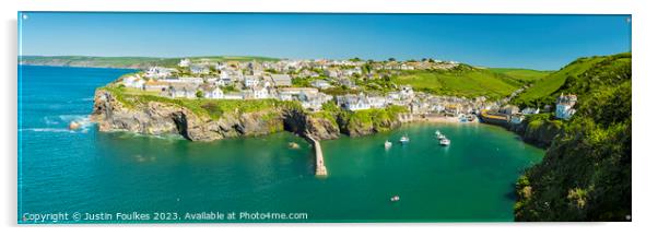 Port Isaac panorama, Cornwall  Acrylic by Justin Foulkes