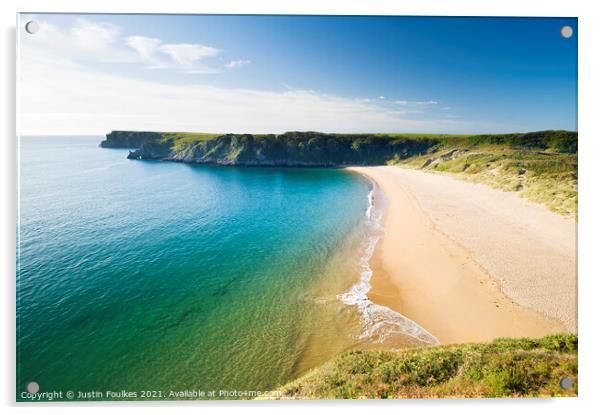 Barafundle Bay, Pembrokeshire, South Wales Acrylic by Justin Foulkes