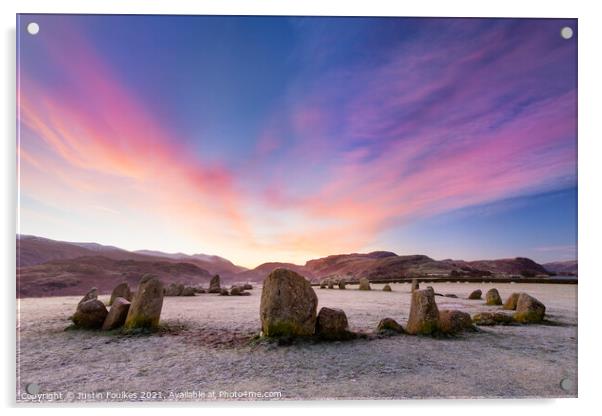 Castlerigg Stone Circle at dawn, Lake District, UK Acrylic by Justin Foulkes
