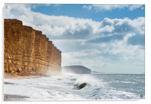 East Cliff at West Bay, Dorset Acrylic by Justin Foulkes