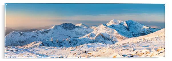 Snowdon Massif winter Panoramic Acrylic by Justin Foulkes