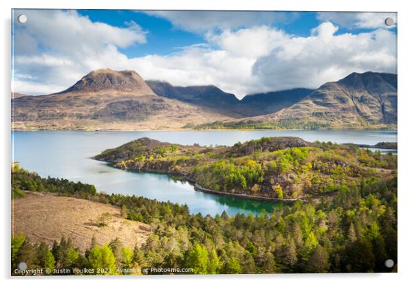 Beinn Alligin from across Loch Torridon, Scotland Acrylic by Justin Foulkes