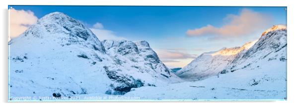 The Three Sisters of Glencoe in winter, Scotland Acrylic by Justin Foulkes