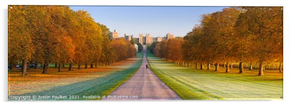 Autumn view of "The Long Walk" at Windsor Castle,  Acrylic by Justin Foulkes