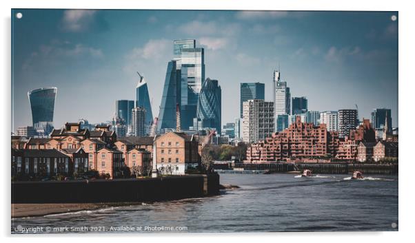 City of London from Canary Wharf Acrylic by mark Smith