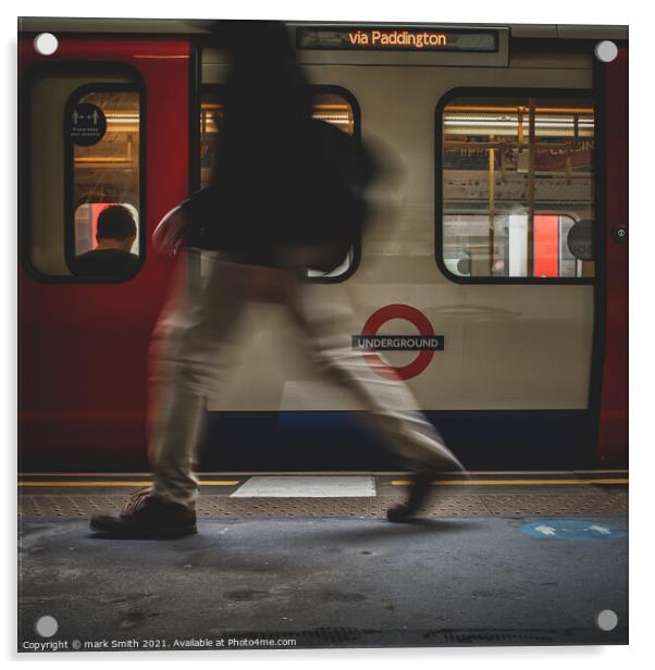on the move, london underground #1 Acrylic by mark Smith