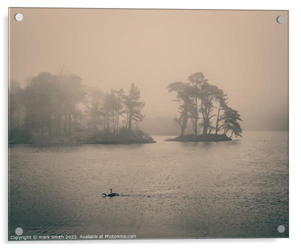Tarn Hows in Mist Acrylic by mark Smith